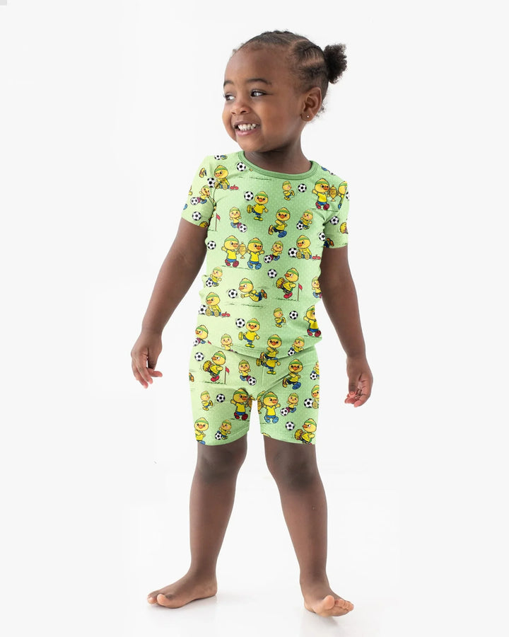 Brasil Soccer Fan Family Matching Bamboo Two Piece Short Sleeve Shorts Pajama Set