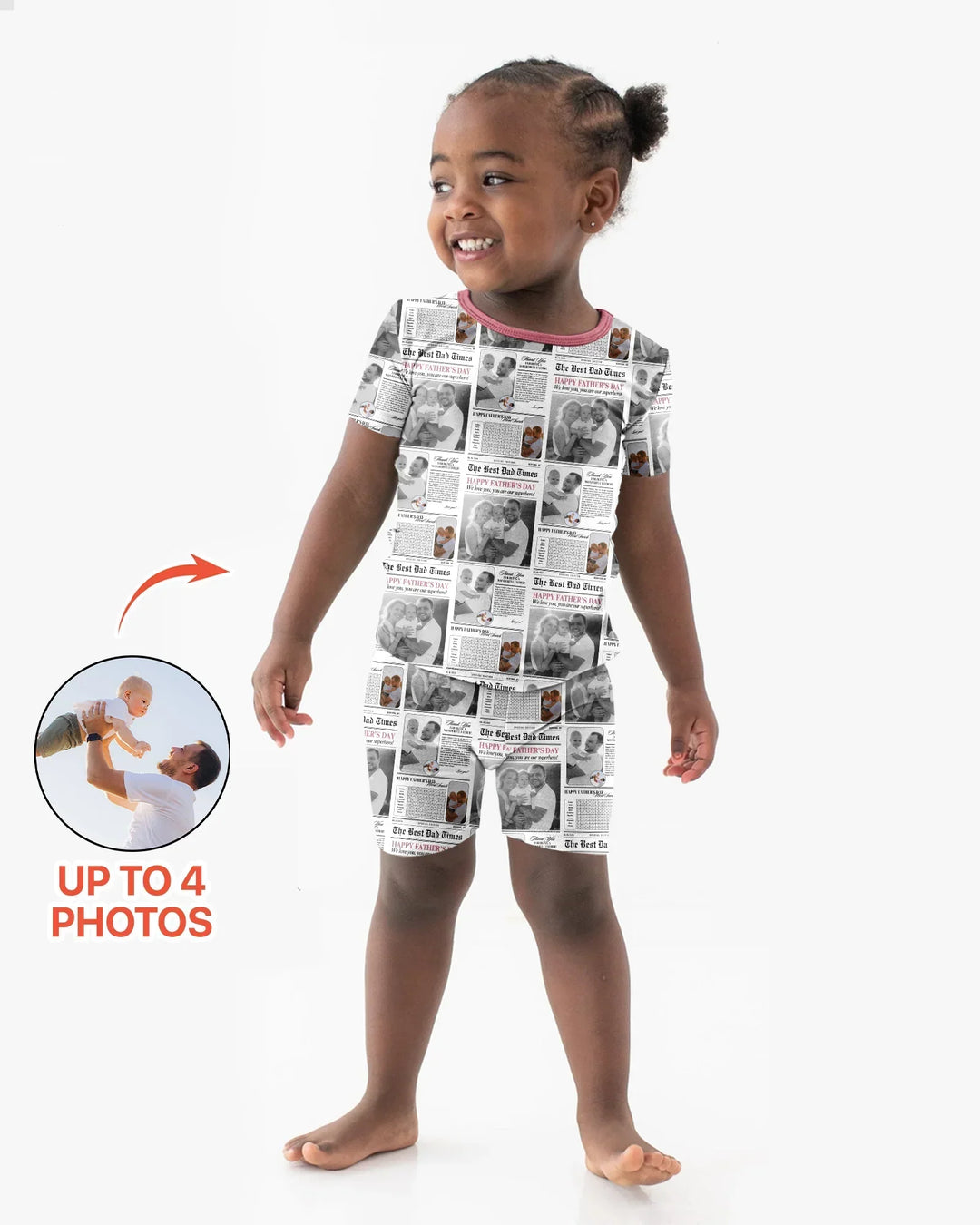 Custom Photo The Best Dad Times Bamboo Two Piece Short Sleeve Shorts Pajama Set