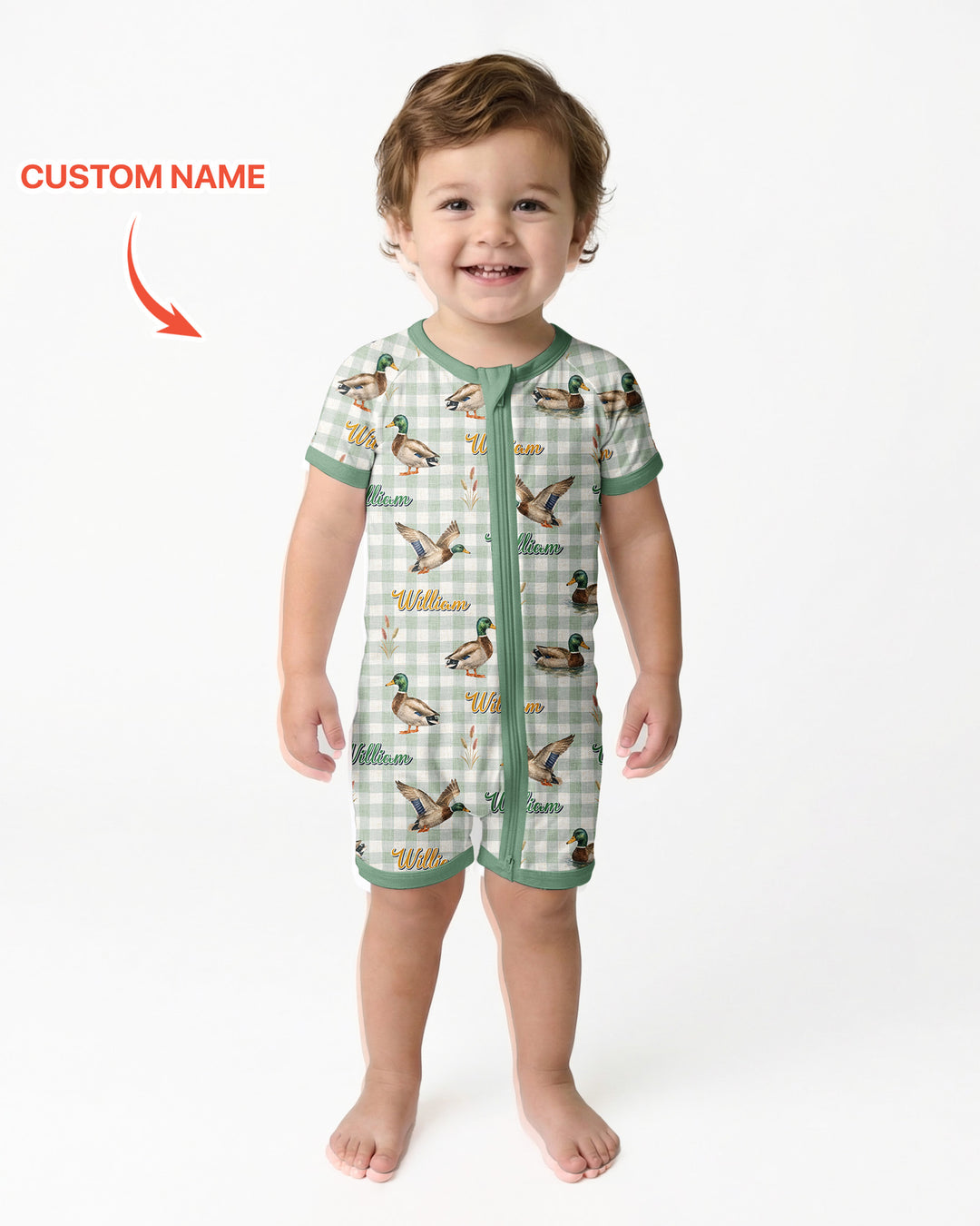 Mallard Duck Custom Name Bamboo Shorty Zippy