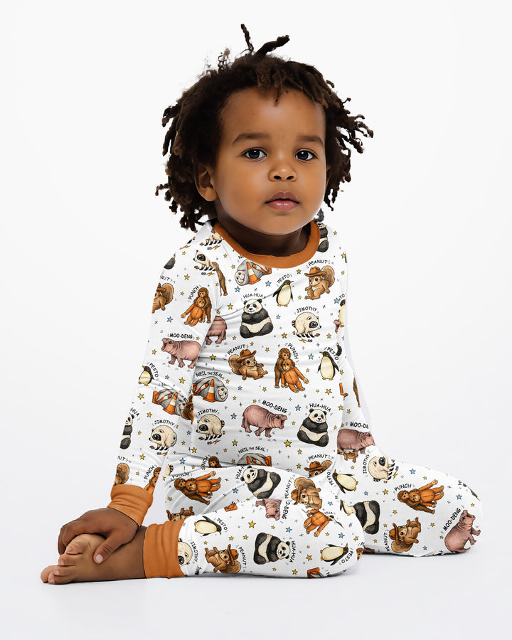 Cute Viral Animals Bamboo Two Piece Long Sleeve Pajama Set