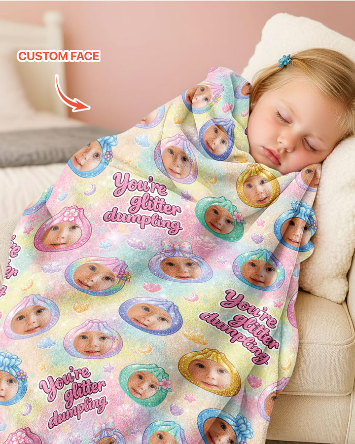 Custom Photo You're Glitter Dumpling Bamboo Blanket