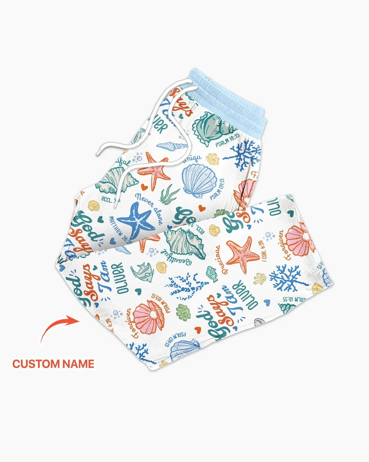Coastal God Says I Am Custom Name Bamboo Men's Pajama Set