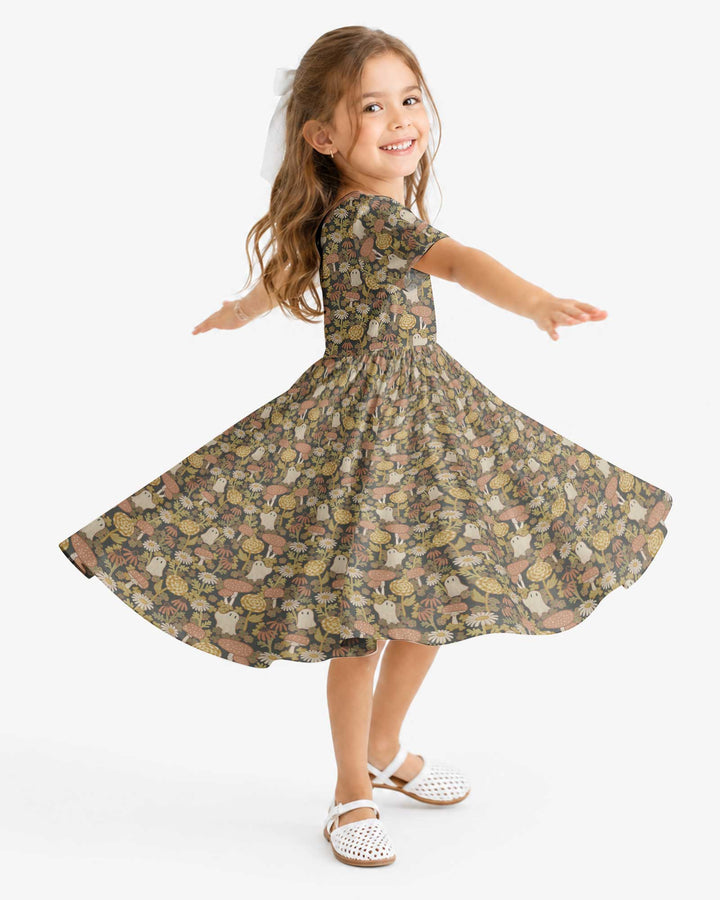 Ghost Garden Dark Autumn Bamboo Twirl Dress