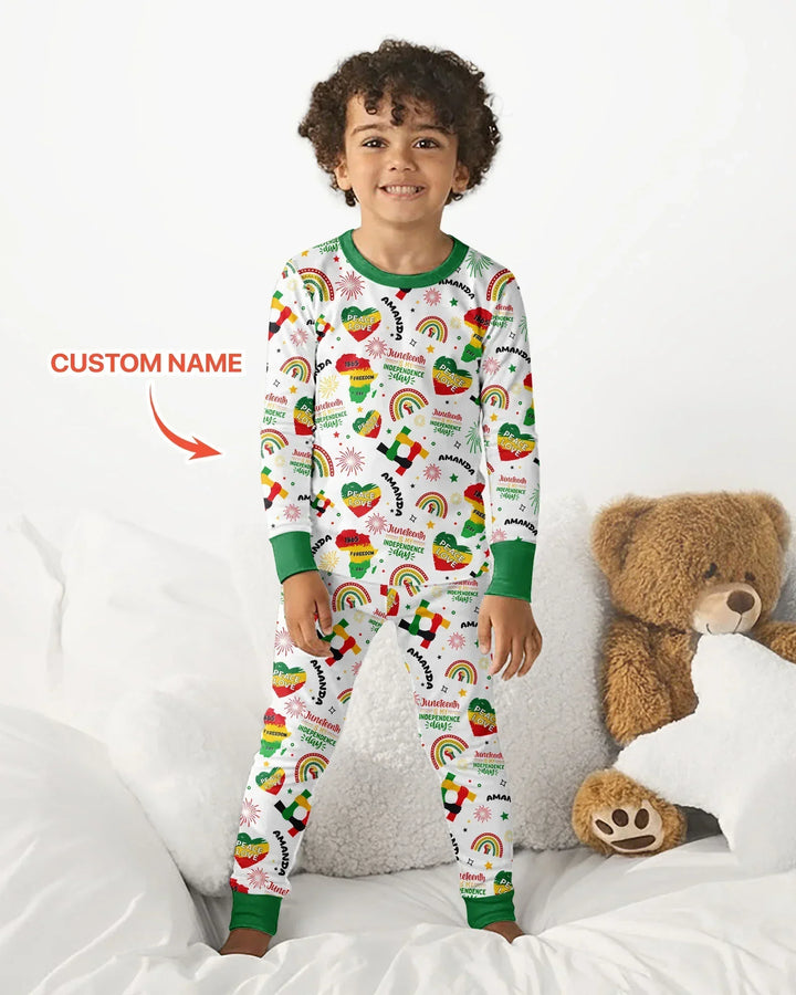 Custom Name Juneteenth Is My Independence Day Bamboo Two Piece Long Sleeve Pajama Set