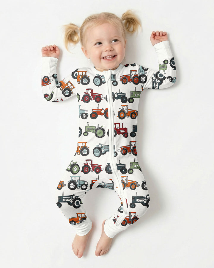 Tiny Tractors Bamboo Convertible Zippered Romper