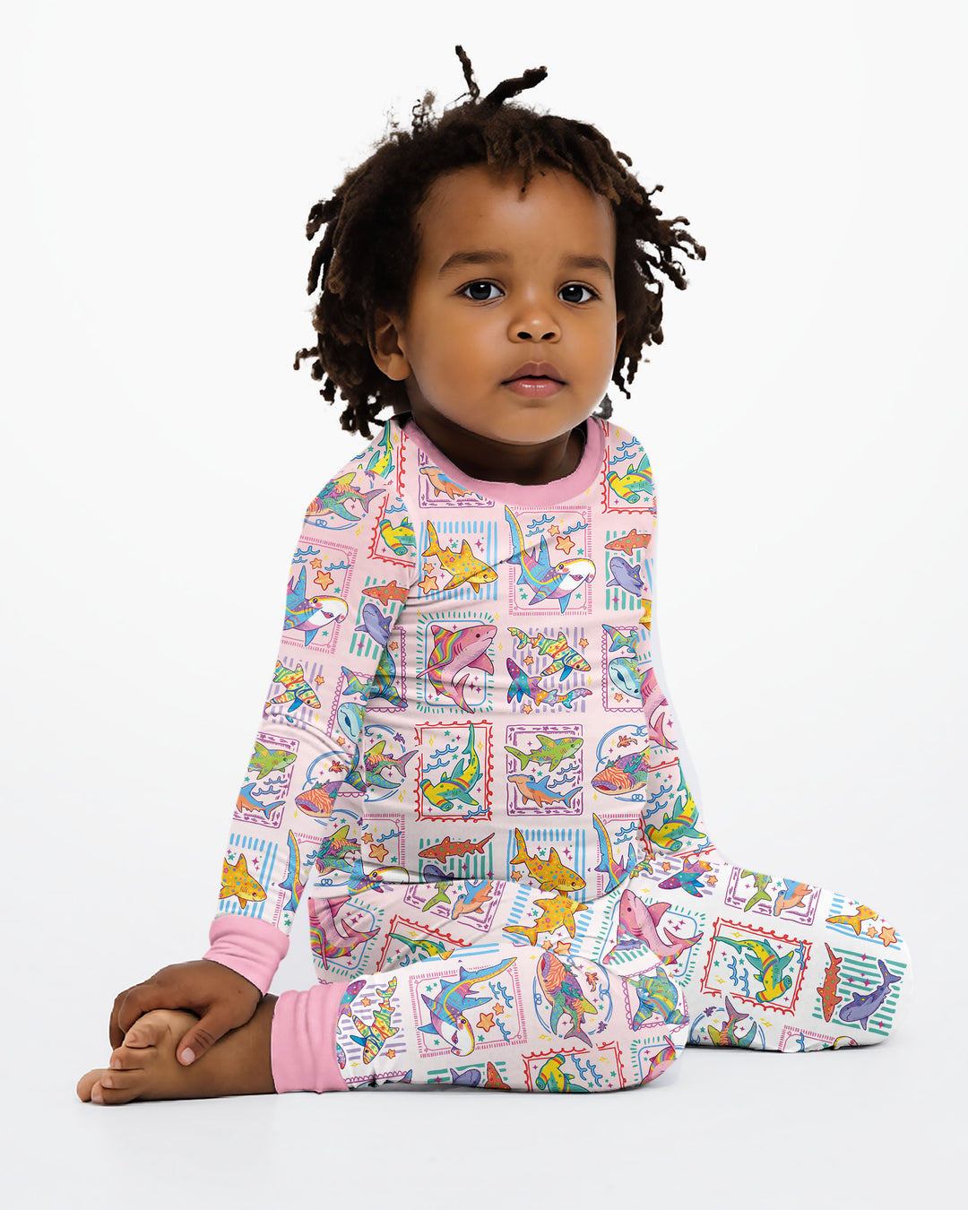 Shark Tropical Bamboo Two Piece Long Sleeve Pajama Set