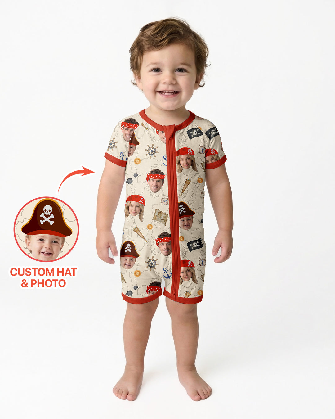 Custom Photo Treasure Map Adventures Family Matching Bamboo Shorty Zippy