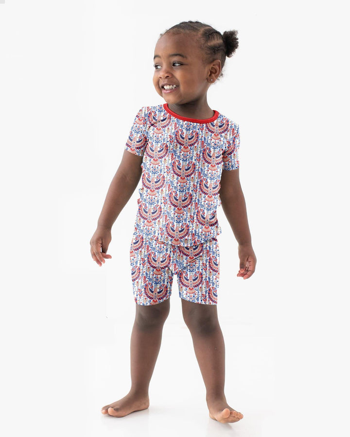 Patriotic Eagle Bamboo Two Piece Short Sleeve Shorts Pajama Set
