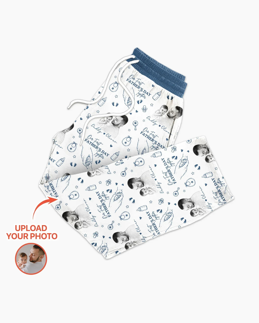 Custom Photo Our First Father's Day Together Bamboo Men's Pajama Set