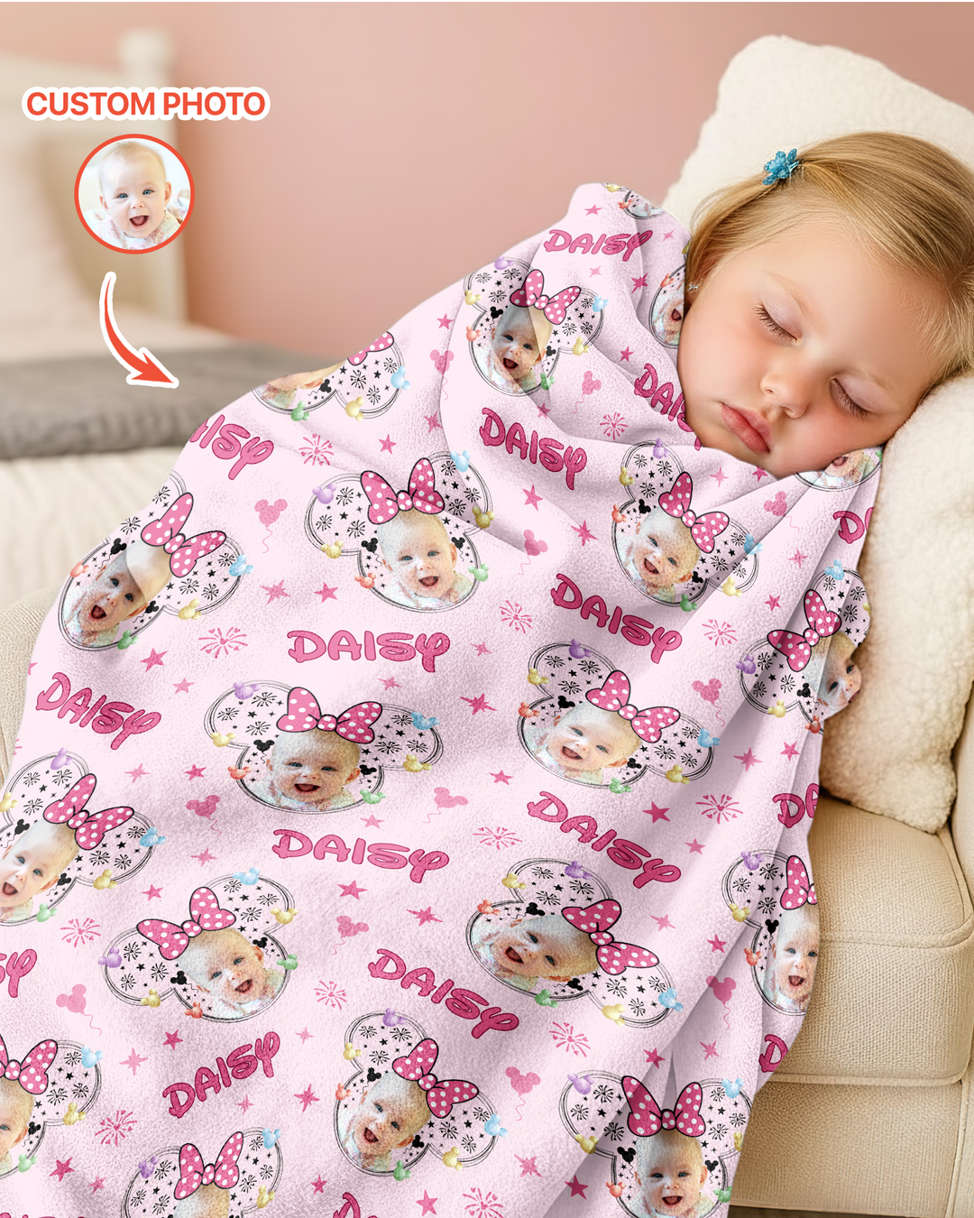 Custom Photo Little Princess Bamboo Blanket