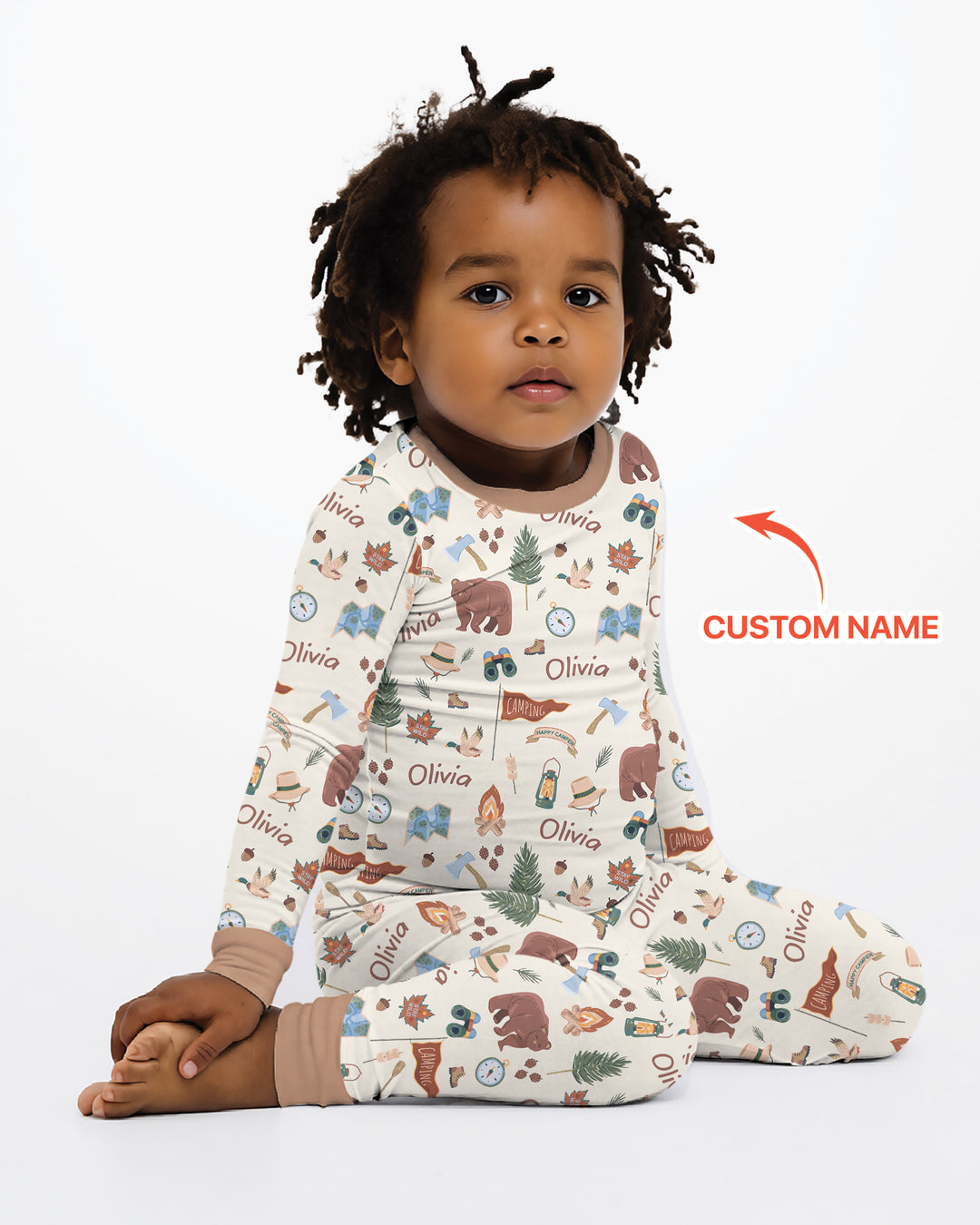 Custom Name Adventure Outdoors Bamboo Two Piece Long Sleeve Pajama Set