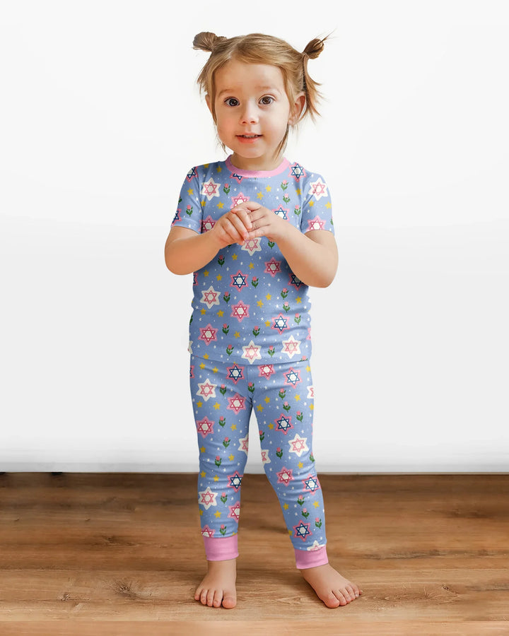 Starry Bloom Blessings Family Matching Bamboo Two Piece Short Sleeve Pajama Set