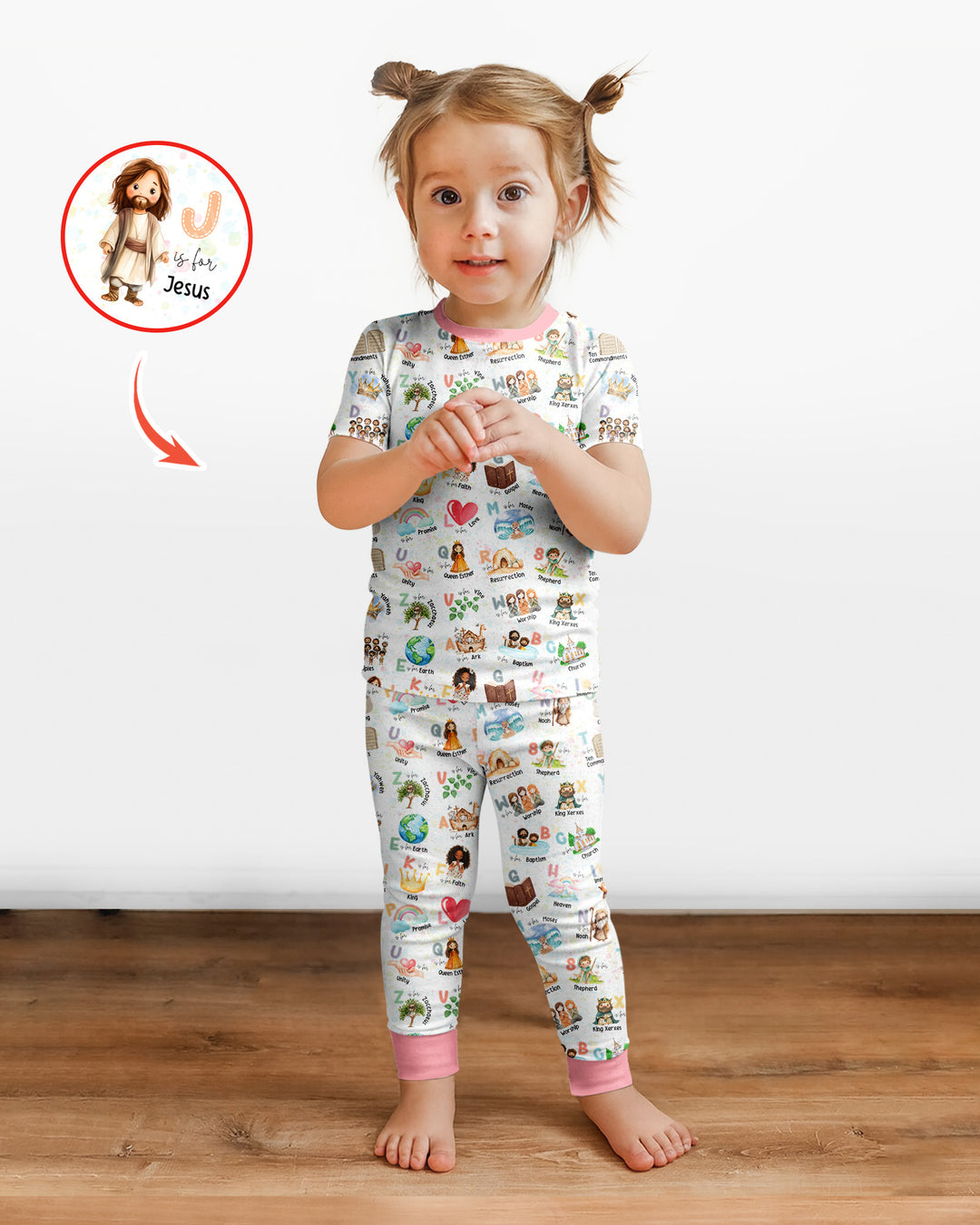 Bible ABC Alphabet Bamboo Two Piece Short Sleeve Pajama Set