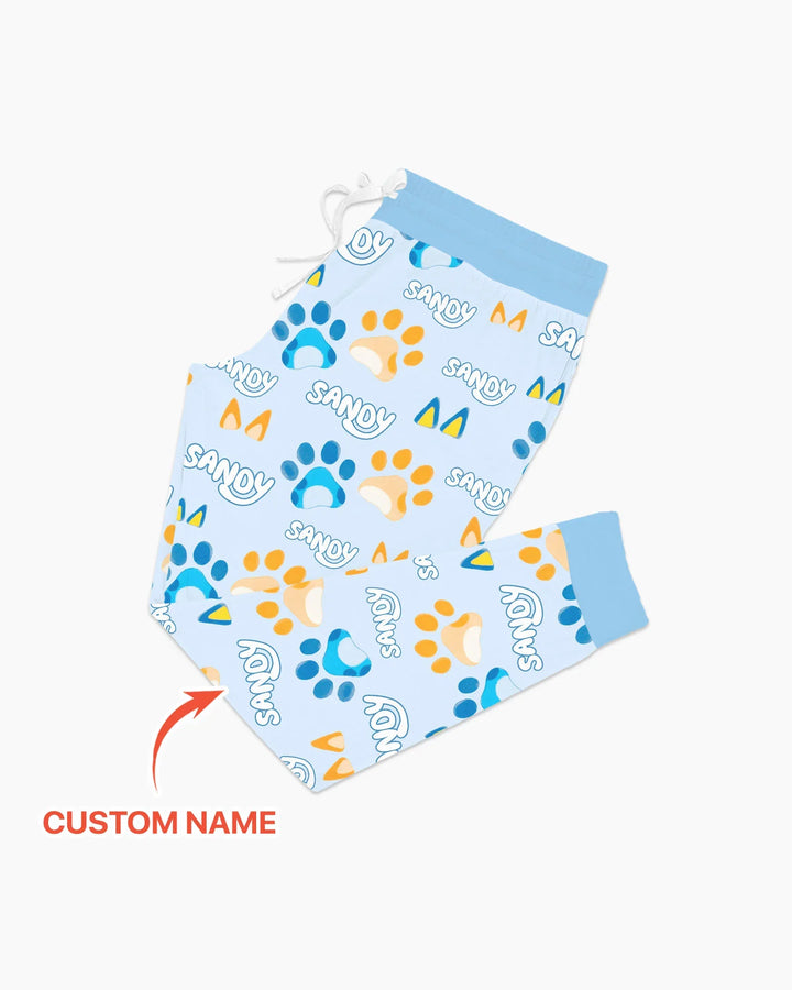 Custom Name Favourite Blue Dog Family Matching Bamboo Women Pajama Set