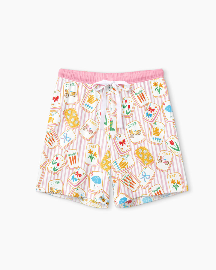 Mahjong Club Mommy & Me Matching Bamboo Women Short Sleeve Short Pajama Set