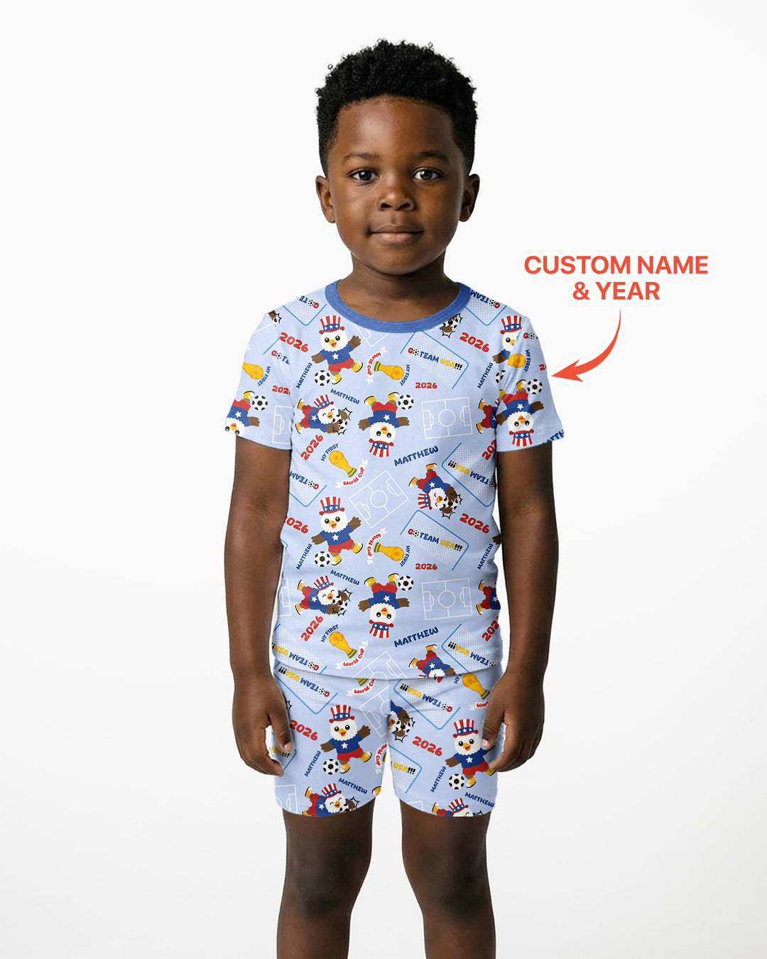 Pijama de bambú de dos piezas de manga corta con pantalón corto, plantilla personalizada
