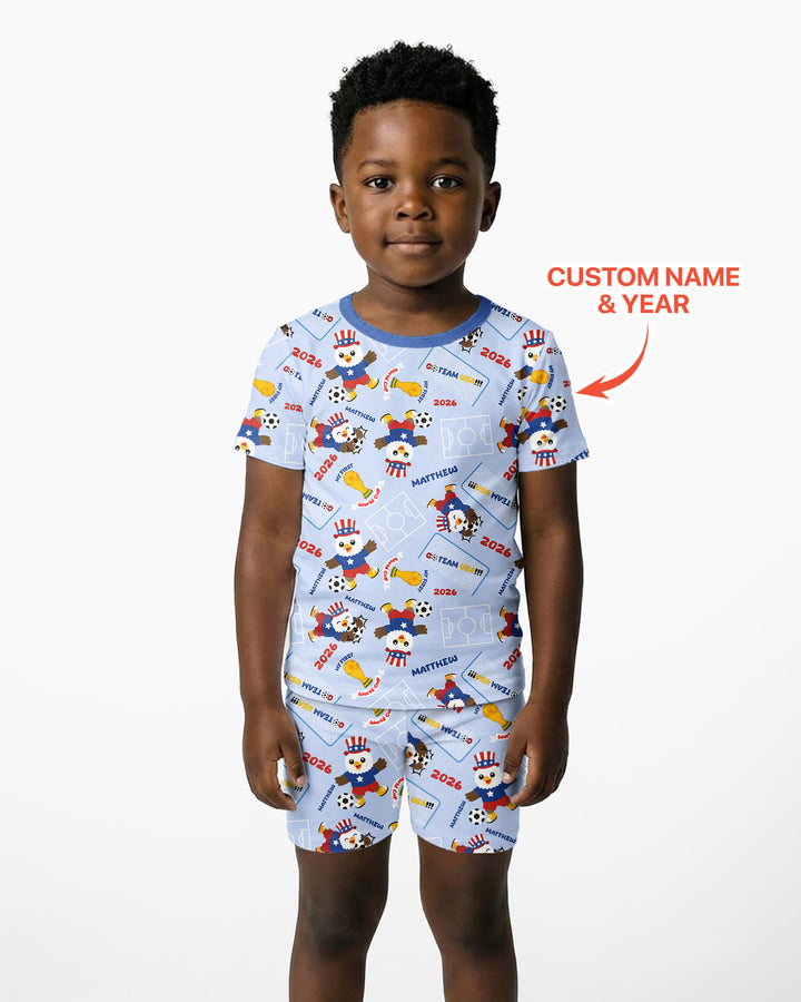Pijama de bambú de dos piezas de manga corta con pantalón corto, plantilla personalizada