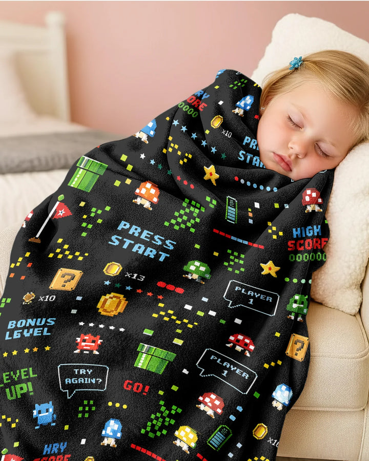 Pixel Game Lover Matching Bamboo Blanket