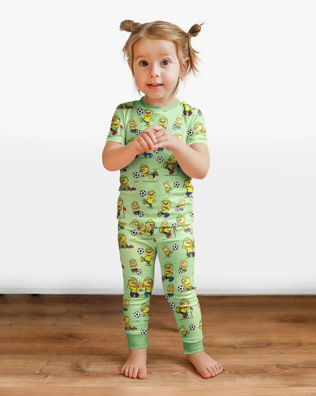 Brasil Soccer Fan Family Matching Bamboo Two Piece Short Sleeve Pajama Set