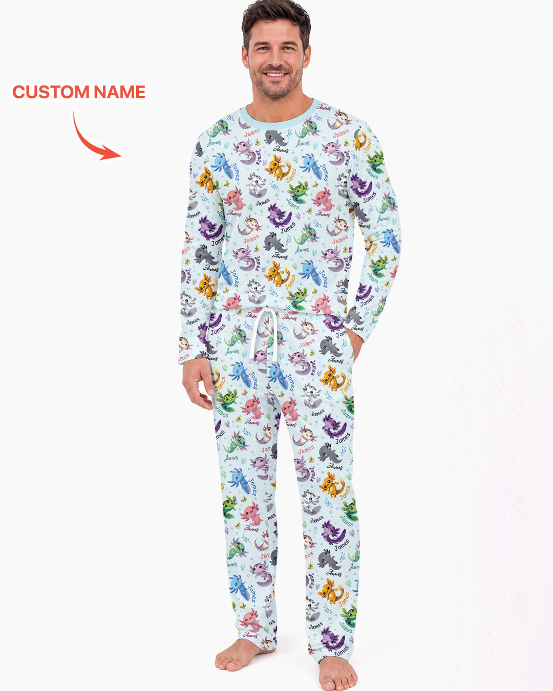 I Love You Axolotl Custom Name Bamboo Men's Pajama Set