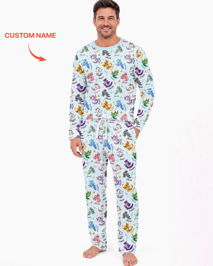 I Love You Axolotl Custom Name Bamboo Men's Pajama Set
