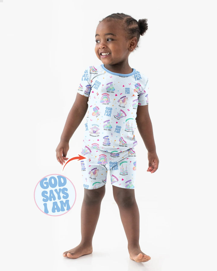 Zweiteiliges Pyjama-Set mit kurzen Ärmeln und Shorts im Sommer-Design