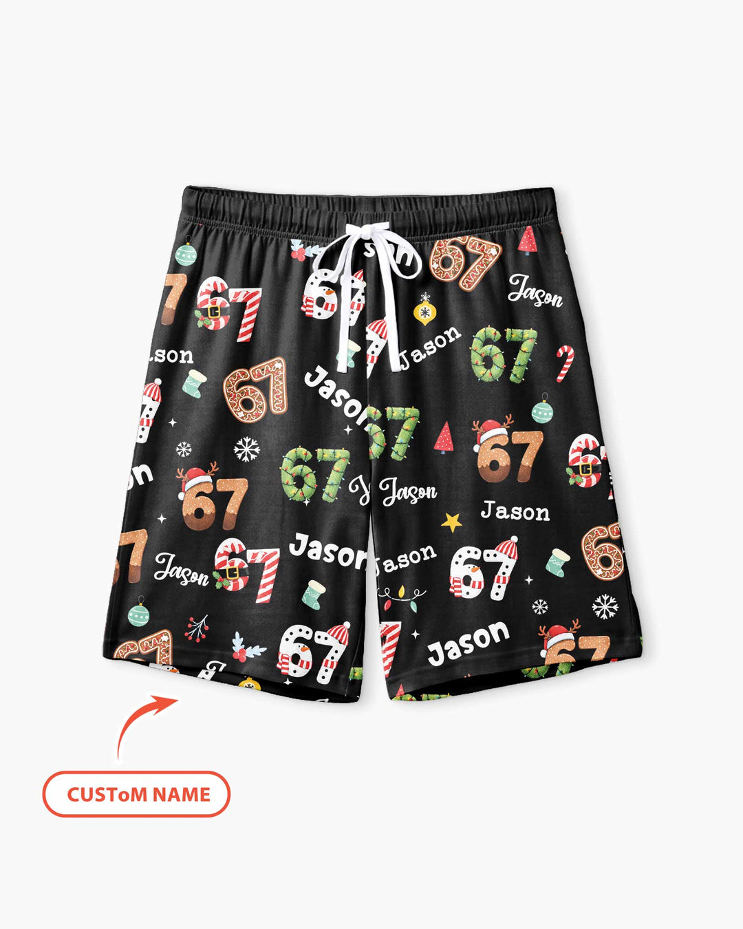 Custom '6 7' Six Seven Christmas Slang Meme Bamboo Men Short Sleeve Short Pajama Set