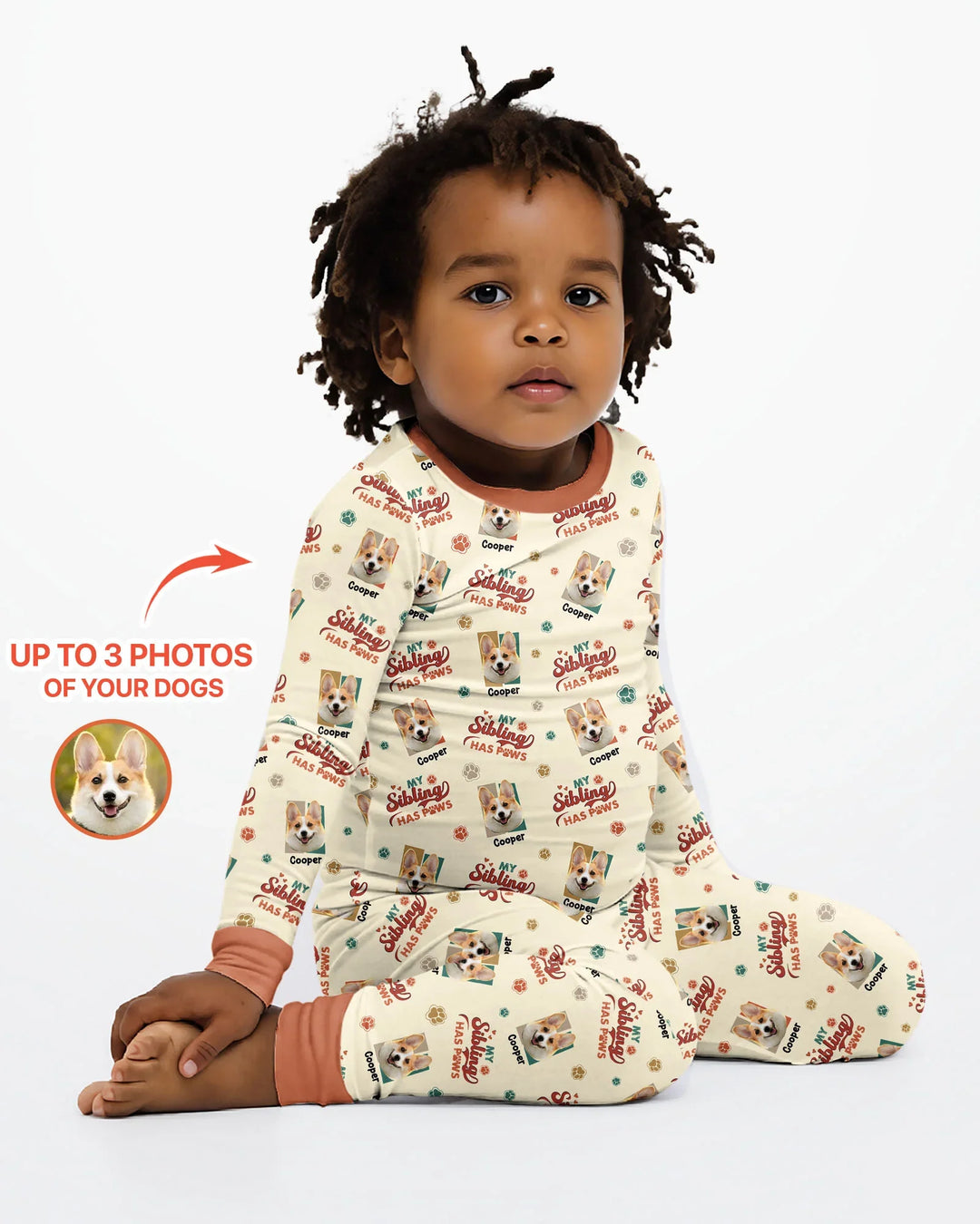 Custom Dog Photos "My Siblings Have Paws" Bamboo Two Piece Long Sleeve Pajama Set