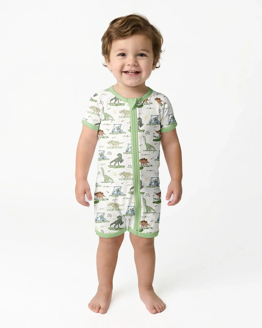 Dinos On The Green Daddy & Me Matching Bamboo Shorty Zippy
