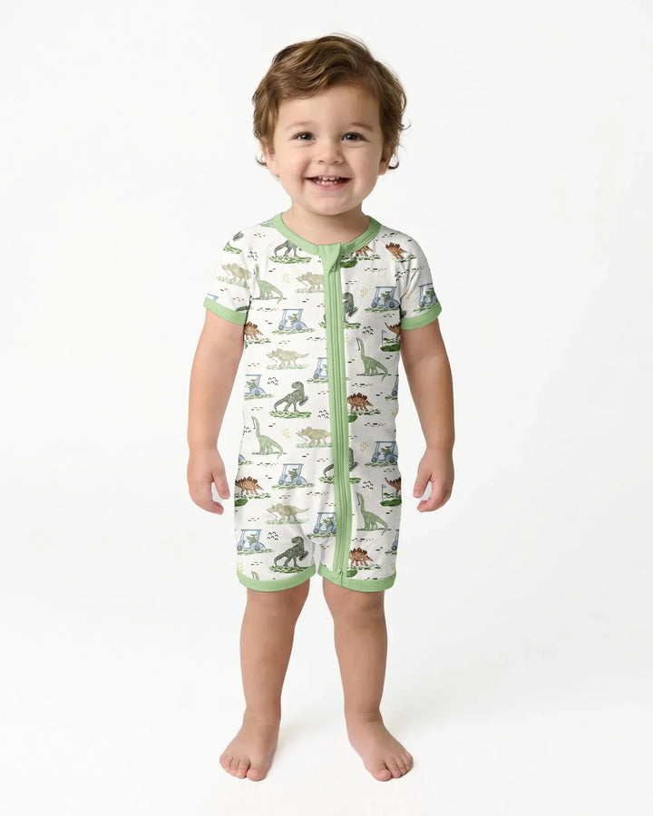 Dinos On The Green Daddy & Me Matching Bamboo Shorty Zippy