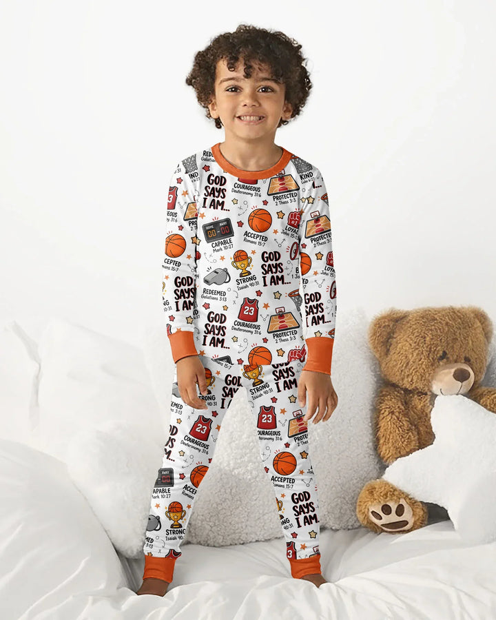 Basketball God Says I Am Bamboo Two Piece Long Sleeve Pajama Set