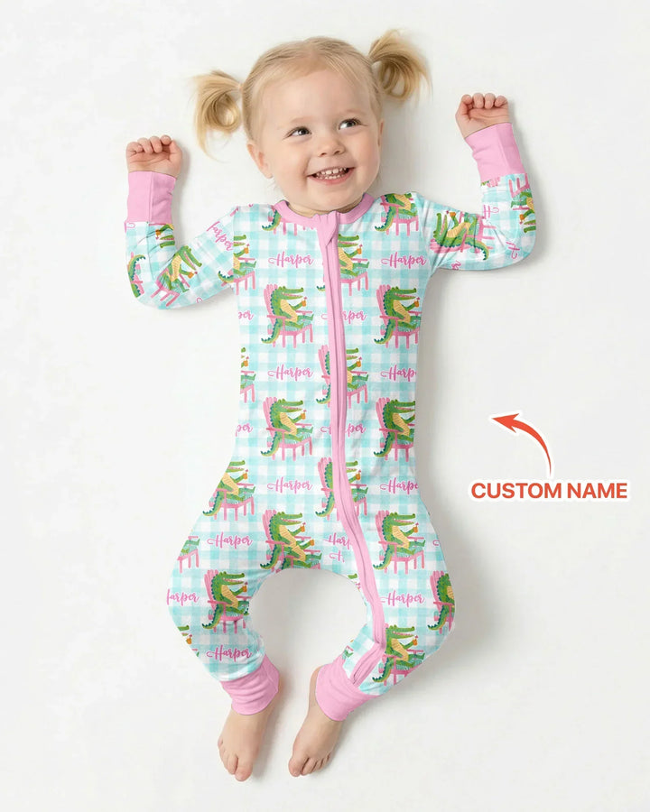 Custom Name Preppy Later Gator Bamboo Convertible Zippy