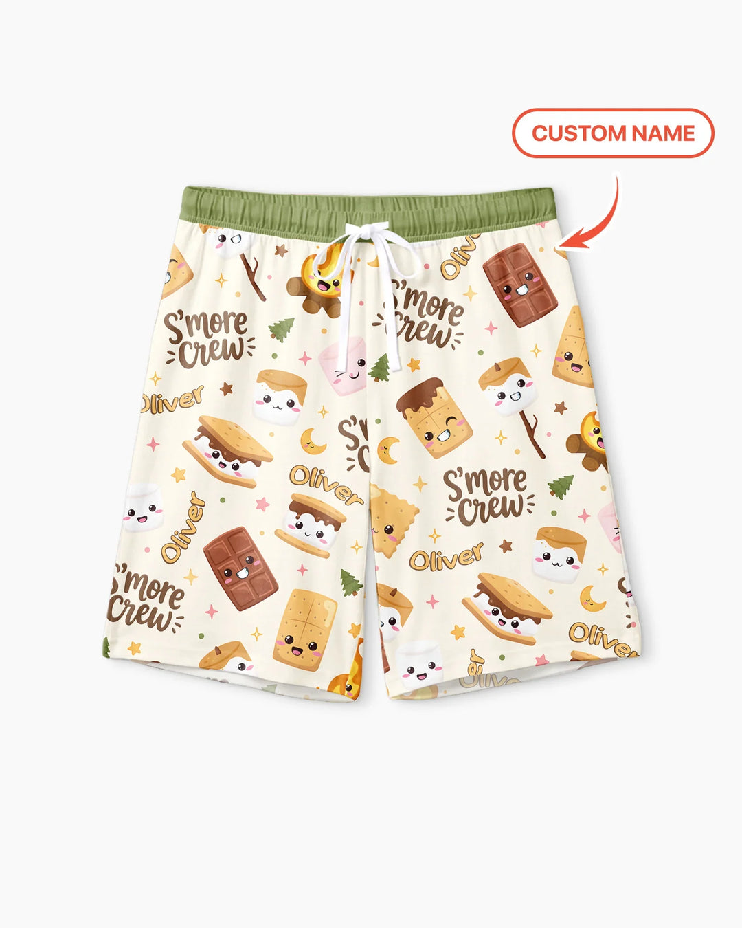 Custom Name Kawaii S'more Crew Family Matching Bamboo Men Short Sleeve Short Pajama Set
