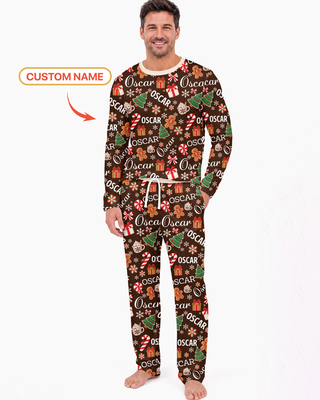 Merry Christmas Custom Name Bamboo Men's Pajama Set