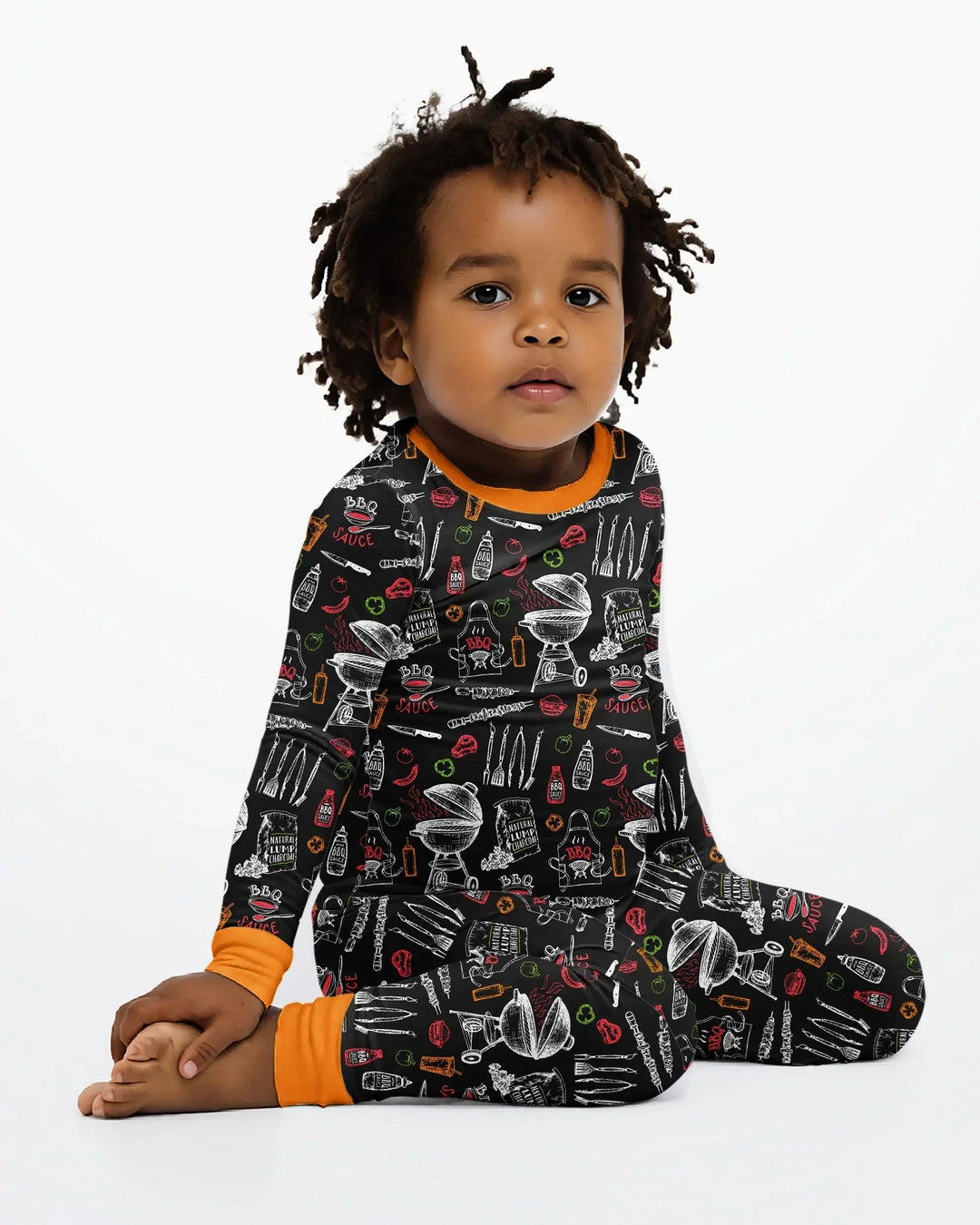 Backyard BBQ Party Family Matching Bamboo Two Piece Long Sleeve Pajama Set
