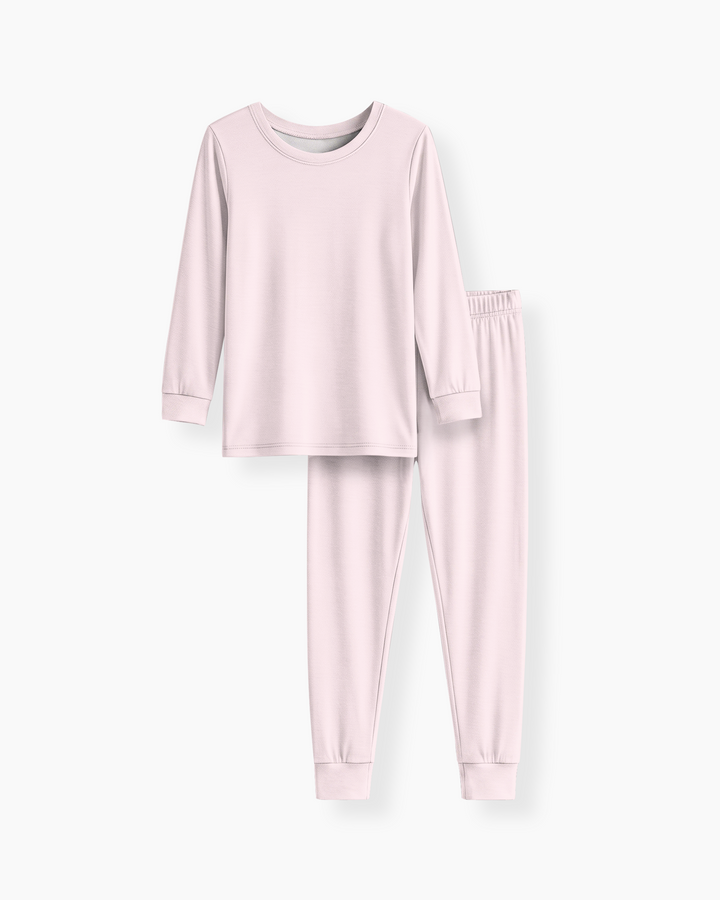 Solid Color Bamboo Two Piece Long Sleeve Pajama Set