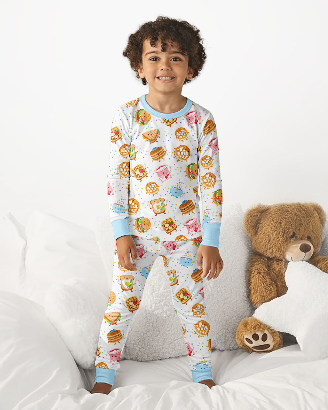 Breakfast Buddies Bamboo Two Piece Long Sleeve Pajama Set