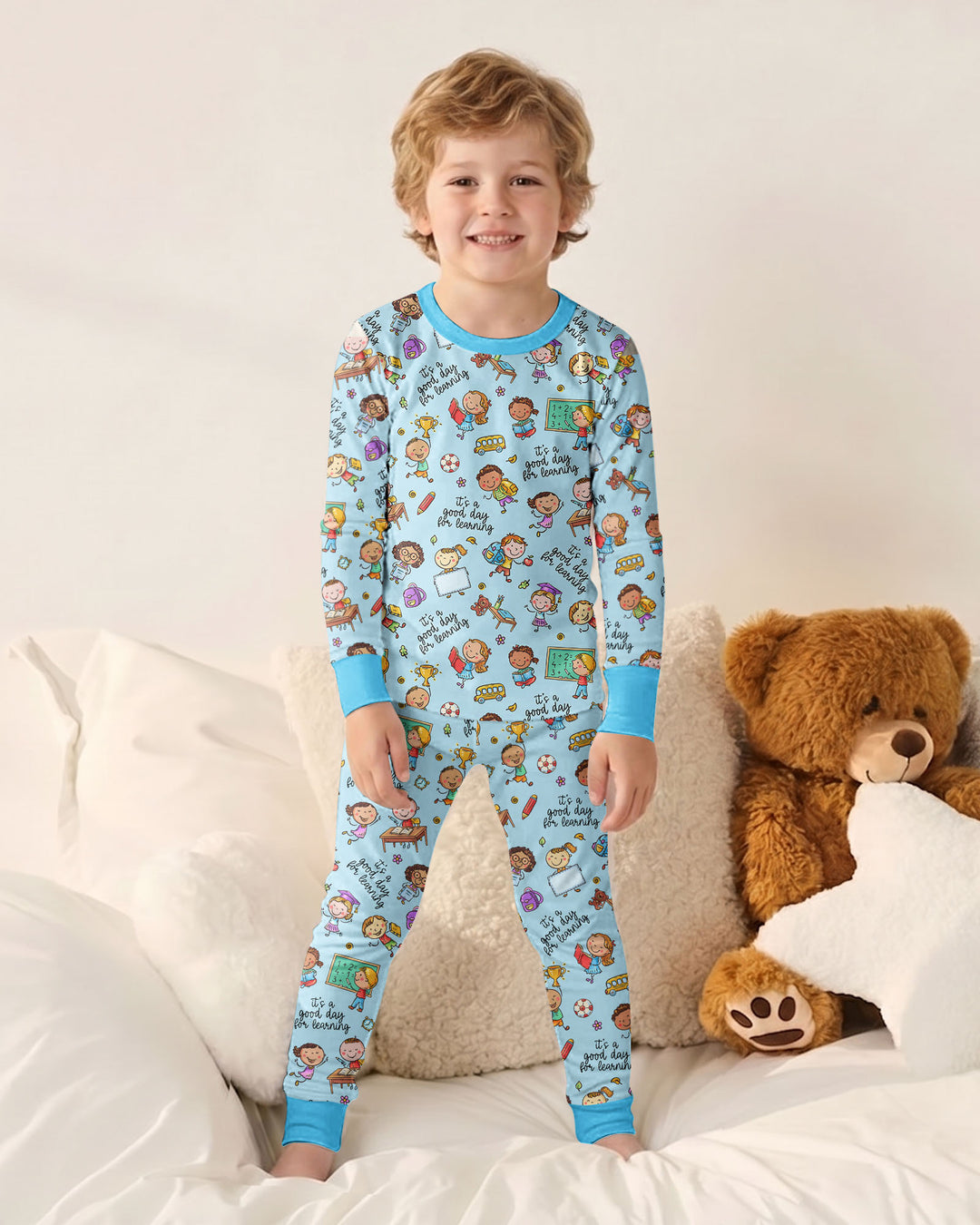 Little Learners Adventure Bamboo Two Piece Long Sleeve Pajama Set