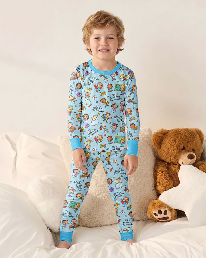 Little Learners Adventure Bamboo Two Piece Long Sleeve Pajama Set