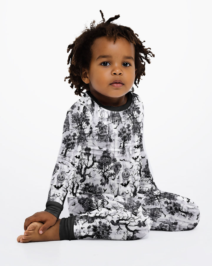 Gothic Halloween Chinoiserie Bamboo Two Piece Long Sleeve Pajama Set