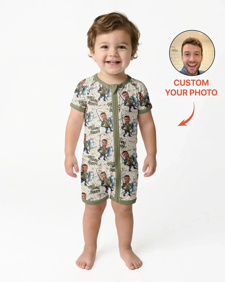 Custom Photo Dad Fishing's Buddy Daddy & Me Matching Bamboo Shorty Zippy