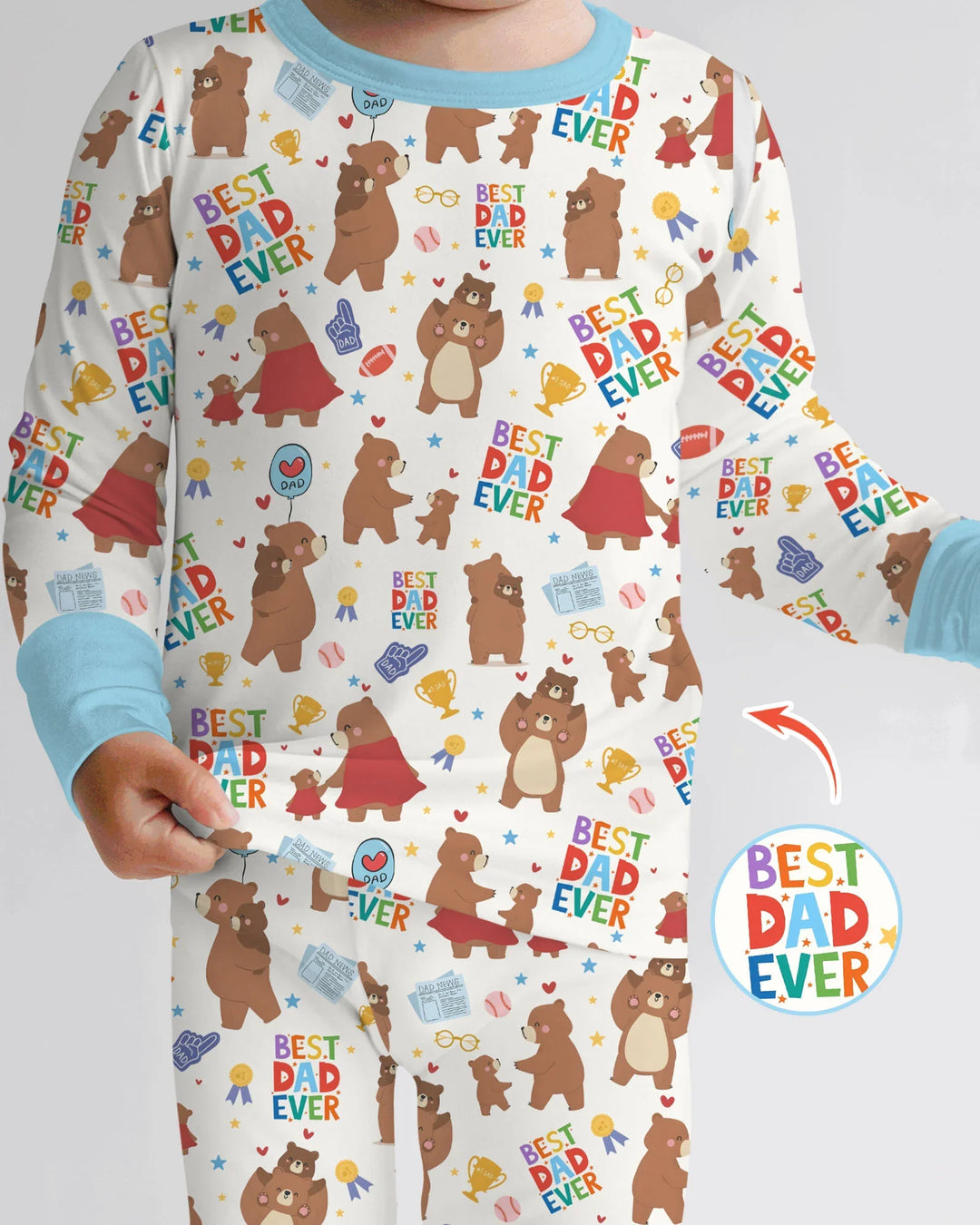 Best Daddy Bear Ever Family Matching Bamboo Two Piece Long Sleeve Pajama Set