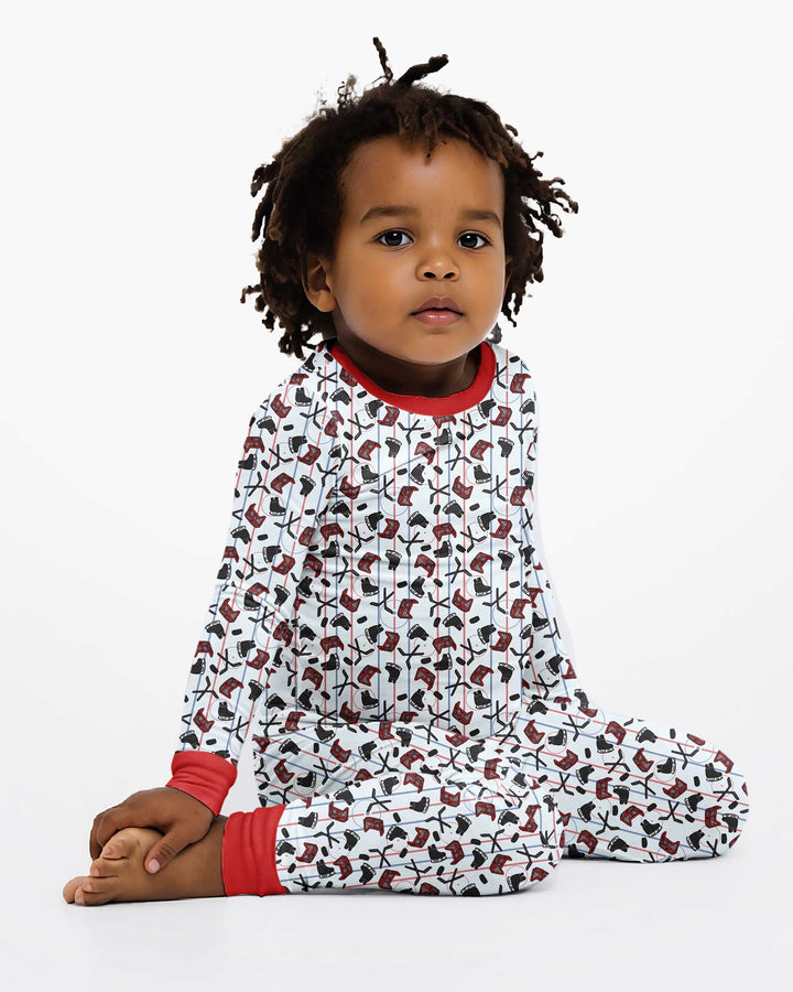 Hockey Rink Bamboo Two Piece Long Sleeve Pajama Set