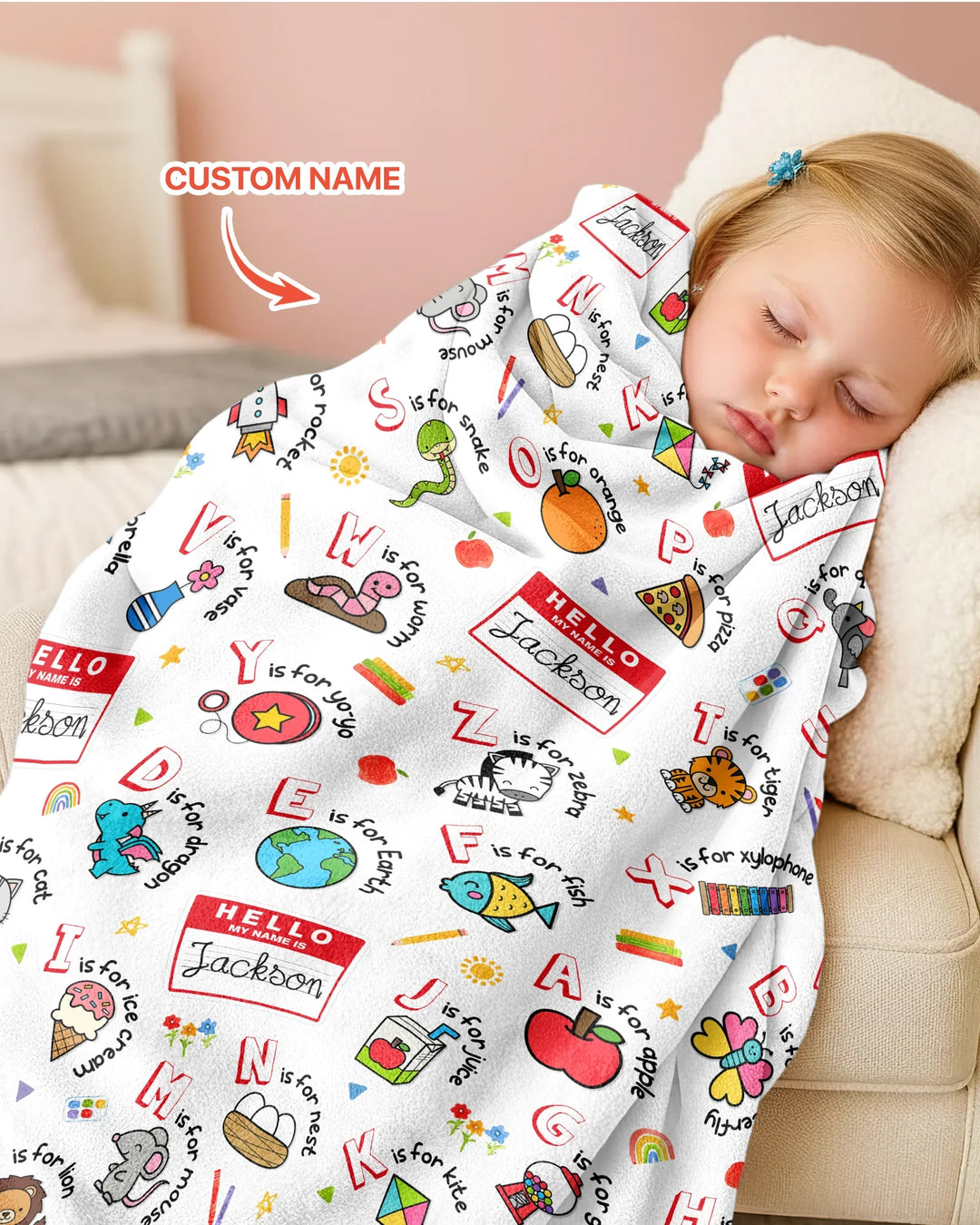Custom Name Hello School ABCs Bamboo Blanket