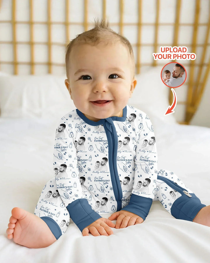 Custom Photo Our First Father's Day Together Bamboo Convertible Zippy