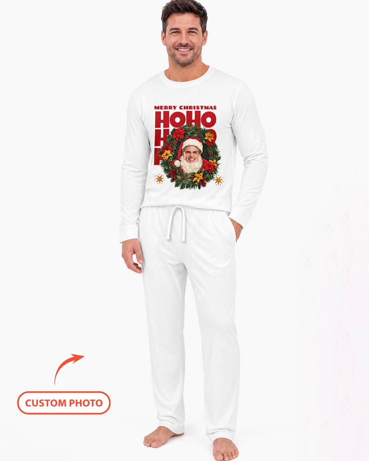 Personalized Photo Christmas Santa Bamboo Men's Pajama Set