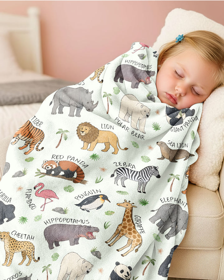 Safari Animals Bamboo Blanket