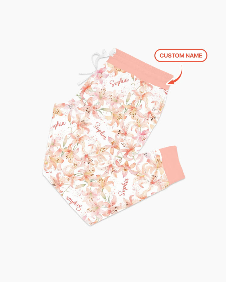 Benutzerdefinierter Name Geburtsmonatsblumen Bambus Damen Schlafanzug-Set