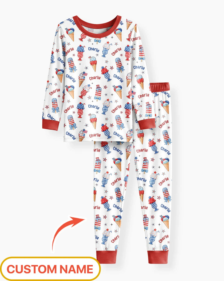 Zweiteiliges Langarm-Pyjama-Set mit Sommerfrüchten