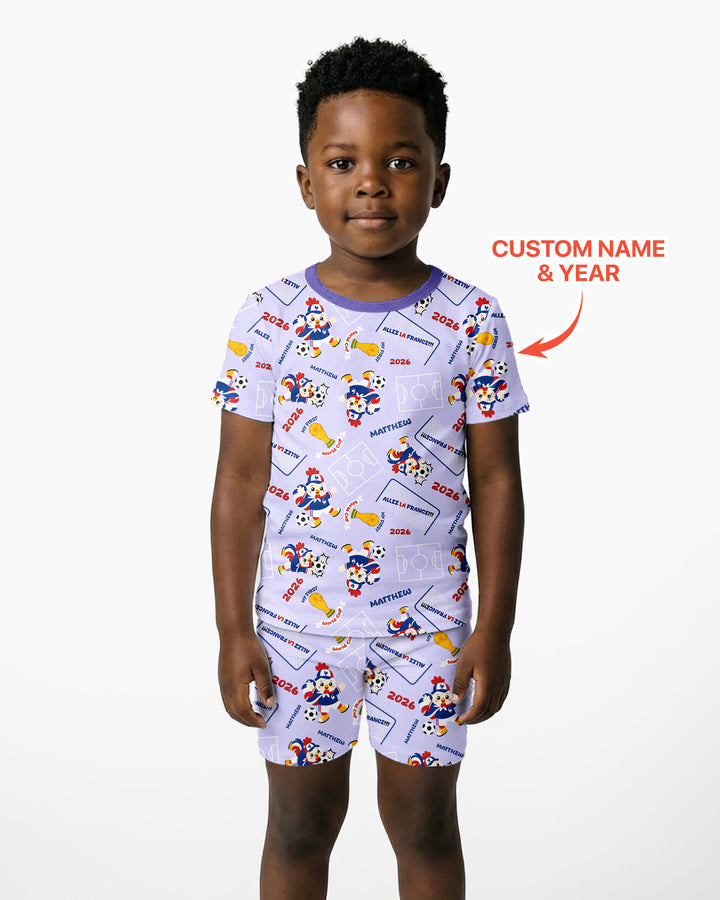 Pijama de bambú de dos piezas de manga corta con pantalón corto, plantilla personalizada